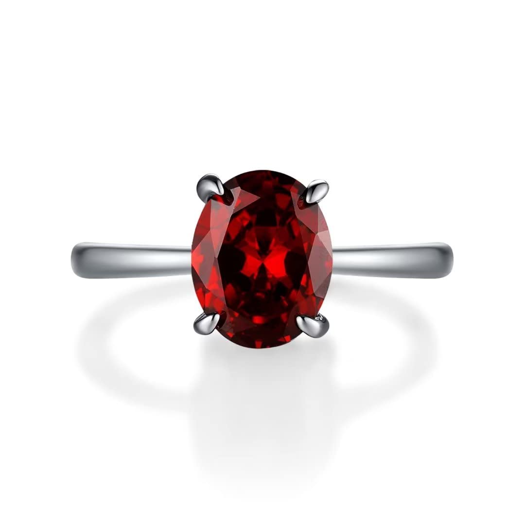 AILAAILA Classic Oval Cut Birthstone Ring Engagement Rings Cubic Zirconia Stainless Steel Birthday Gifts Jewelry for Girls Women Teens Girls Size 4-9