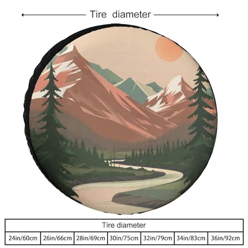 Image of Camping Spare Tire Cover Mountain Adventure Waterproof Sun Protection Mountain Forest Tire Cover for Camper Travel Trailer SUV Truck 14 Inch