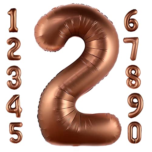 40Inch Large Brown Number 2 Balloons Brown Mylar Foil Helium Balloons For 2Nd Boy Girl Birthday Party Baby Shower Decoration 2 Years Old Chocolate Balloon 2 Years Anniversary Photo Shoot For Kids 2023 #TOP30