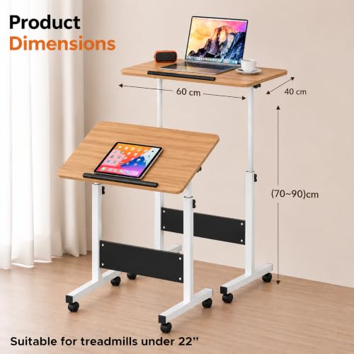 Image of Ant Esports Bravo LT500 Height Adjustable Standing Desk with Wheels, Mobile Walking Pad & Treadmill Desk, Tiltable Laptop Workstation, Sit Stand Computer Table for Home Office, Study & WFH, 60 x 40 cm