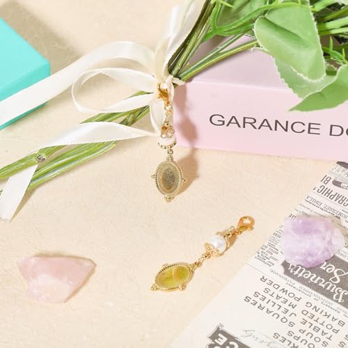 CHGCRAFT 2Pcs Wedding Bouquet Charm Ellipse Stainless Steel Gold Memorial Photo Pendant with Freshwater Pearl and Necklace Boxes for Wedding Bridal Shower Party Decor - Image 4