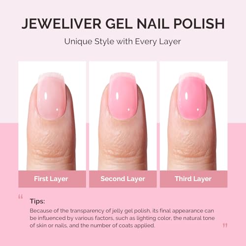 Image of MelodySusie Jeweliver Gel Nail Polish, 0.5Fl.oz Berry Pink Gel Polish Pastel Nude Color Sheer Translucent Soak Off UV LED Light Cure Gift Nail Art Manicure DIY at Home JM16