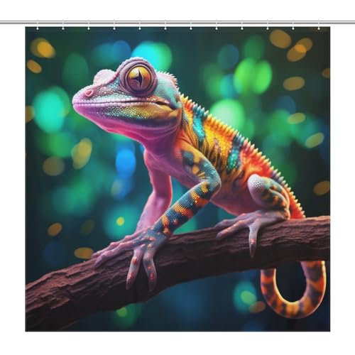 Rideau de douche polyester caméléon premium textile imperméable 183x183cm avec 12 crochets
