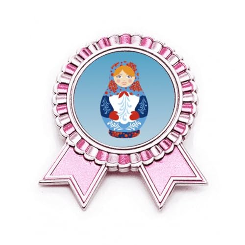 Broche poupées russes rose, bijou fantaisie en métal taille M pour vêtement femme