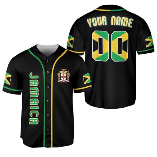 Personalized Jamaica Baseball Jersey Shirt, Custom Team Name Jamaican Baseball Jersey for Men and Women, Jamaica Country (Jamaica 4)