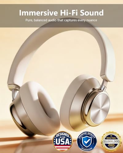 Image of Wentronic Y03 Bluetooth Headphones Wireless Active Noise Cancelling Over Ear Headphones 48 Hours Playtime High Sound Quality 6 EQ Music Mode Headphones with Soft Ear Cushion - Starlight