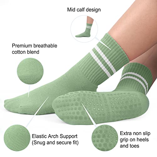 Image of Pilates Socks for Women, Non Slip Grip Socks for Yoga, Barre, Hospital, Grippy Socks Womens Gifts, 4 Pairs