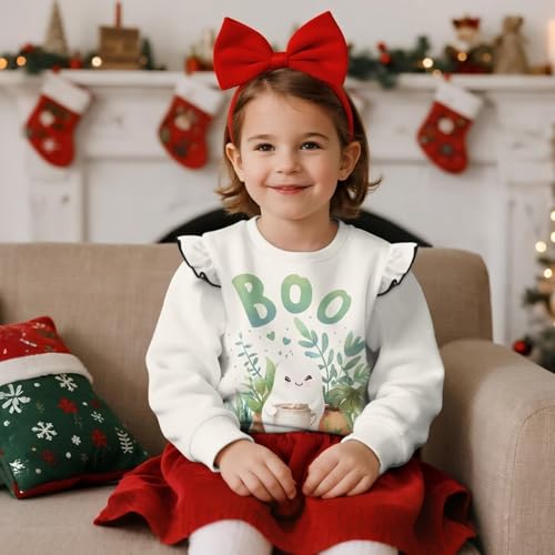 Halloween Long Sleeve Sweatshirt for Toddler Girls Cute Funny Clothes Crew Neck Ruffle Shirt for 1-8 Years3