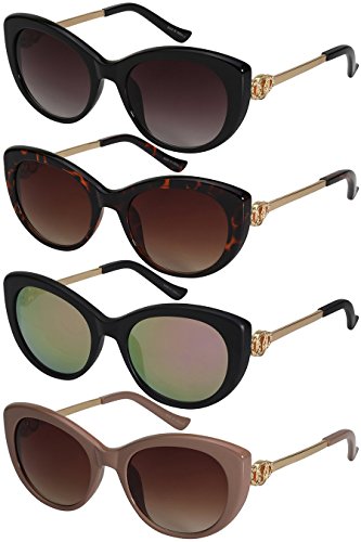 Vintage Inspired Cat Eye Frames with Color Mirror Lens 32157-REV3