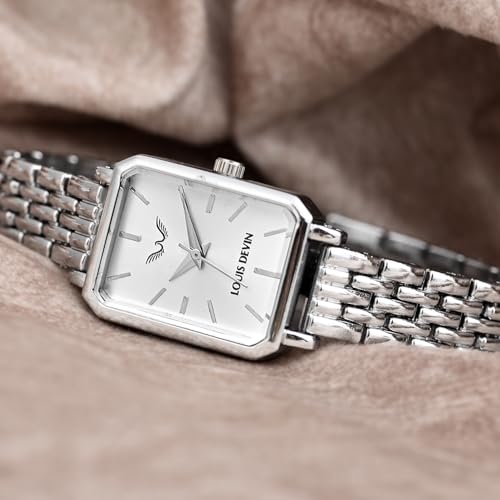 Image of LOUIS DEVIN Silver /Brown /Rose Gold Bracelet Metal Chain Analog Wrist Watch for Women (Blue /Green /Pink /Black /Silver /Brown /Rose Gold Dial) | LD-LS193-CH