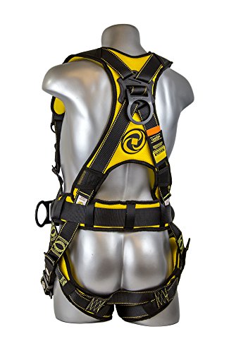 Guardian Fall Protection 21030 Cyclone Construction Harness with QC Chest/TB Leg/TB Waist Belt/Side D-Rings, Black/Yellow
