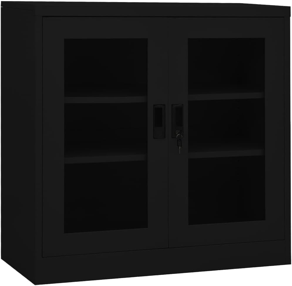 Office Cabinet Black,Filing Cabinet,Freestanding Storage Cabinet,Multi-Function Cabinet,Media Cabinet,Modern Style,for Office,Home,School,Employee,35.4"x15.7"x35.4" Steel
