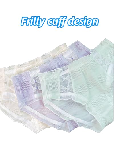 Sweet Light-weight Frilly Panties for School Girls Teen Janpanese Ruffled Briefs Cotton Crotch Mid Rise Underwear3