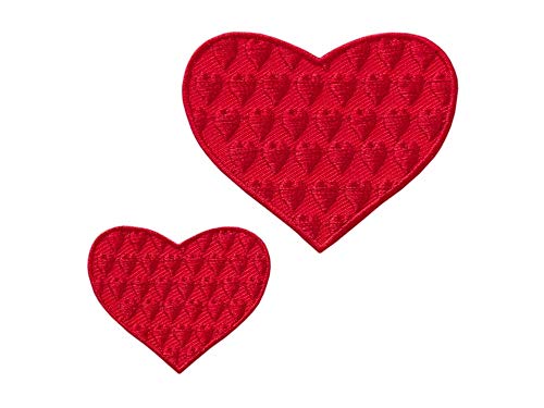 Mono-Quick Bügelbild Aufnäher Patch Applikation zum Aufbügeln Herzen rot 2-teilig 4,0 + 6,0 cm