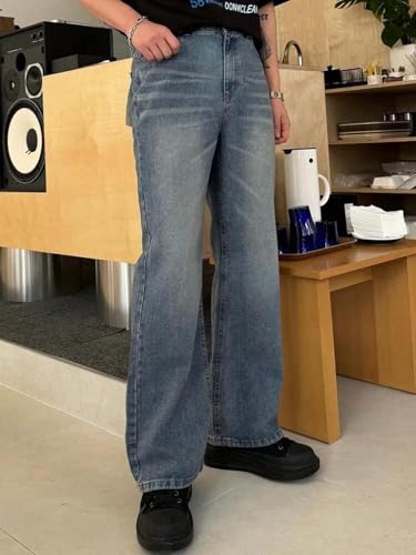Image of KOTTY Men's Bell Bottom Jeans || Bootcut Denim | Wide Leg Flared Jeans for Men || High Waist Stretchable Retro Fit || Cotton for College Casual
