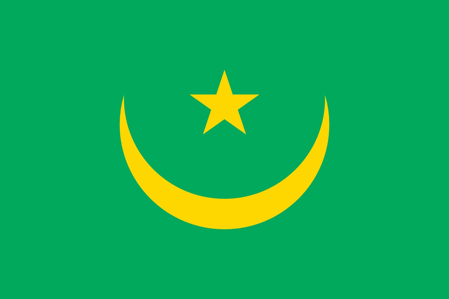 Drapeau Mauritanie 1959-2017 anti-décoloration format paysage de 1,35m²