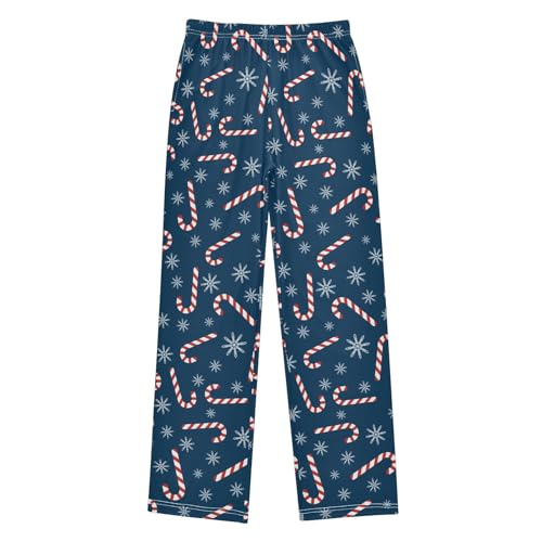 Candy Canes and Snowflakes Boys Long Pants Soft Trousers Elastic Waist Kids Lounge Bottoms with Pockets S-XL