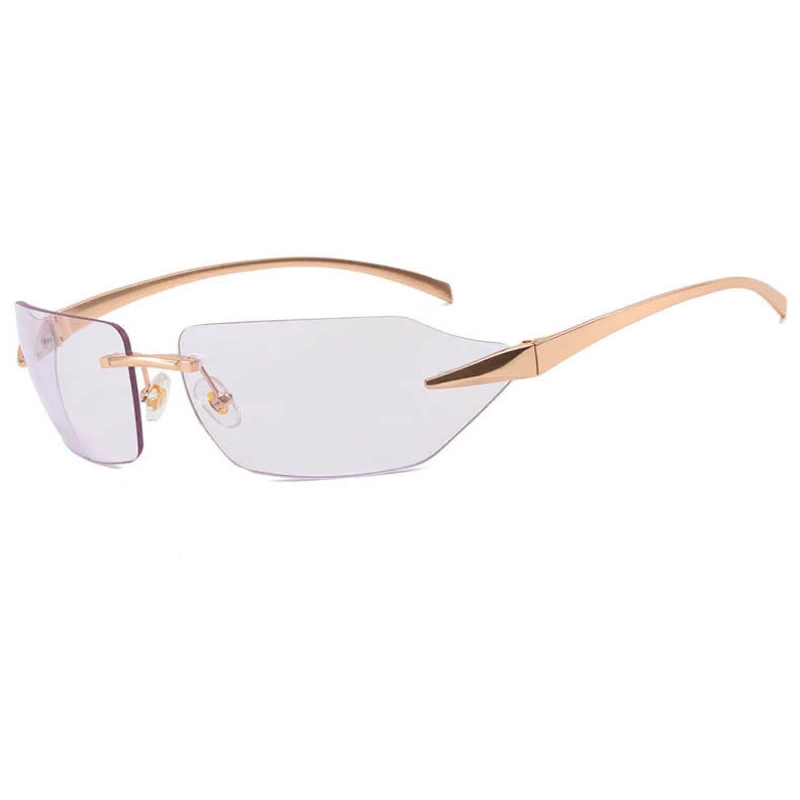 Okulary przeciwsłoneczne bez oprawek damskie okulary przeciwsłoneczne vintage dla mężczyzn retro moda luneta soleil