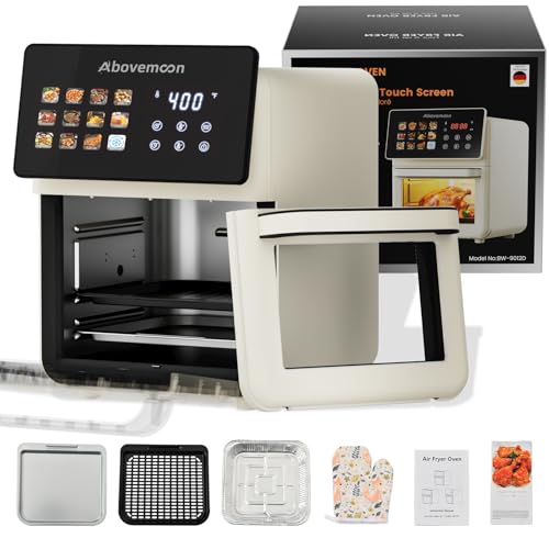 AboveMoon 10L Large Xl Pro Air Fryer Oven With Grill Combo For Kitchen Countertop Use,12 in 1 Smart Convection Ovens,AirFryer With Glass View Window,Nonstick Basket,Fryer Liners,Removable Door-White by AboveMoon - Used condition - US$67.99