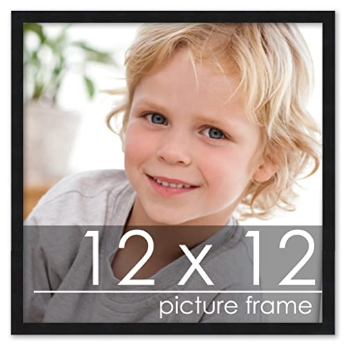 Poster Palooza 12x12 Frame Black Complete Wood Square Picture Frame with UV Acrylic Plexiglass, Foam Board Backing & Hardware Included