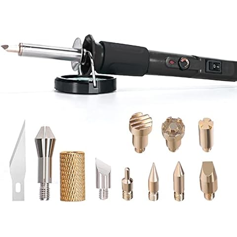 Wood Burning Kit,Pyrography Pen Set,Adjustable Temperature and ON/Off Switch with 11 Pcs,Soldering Iron for Engraving Craft, Carving and Embossing, Burning Tool on Wood and Leather Cover