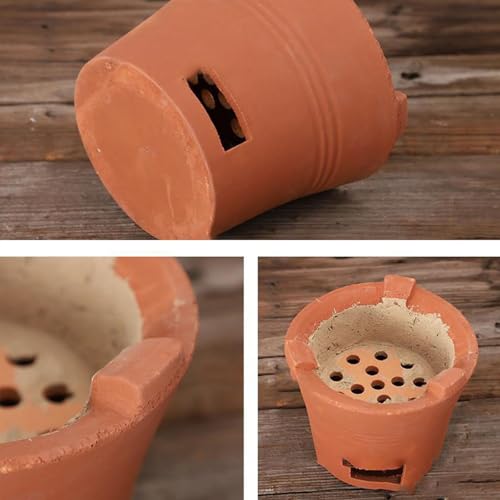 ZOLPINL Red Clay Charcoal Stove, Outdoor Pottery Barbecue Stove, Clay Grilling Stove, Home Heating Stove, Camping Barbecue Tool, for Outdoor Cooking Picnic(Large) - Image 3