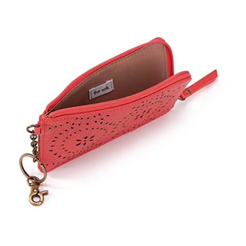 Image of The Sak Iris Wallet in Leather, Elevated Card Holder with Keychain, Cayenne Mandala Perf