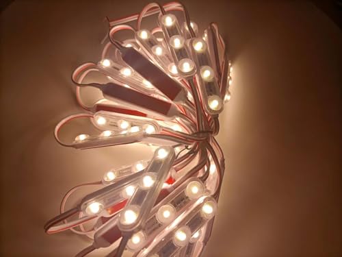 Q QINGCHEN Warm White 3000K LED Module 1.2W 12V No Polarity Input Waterproof Decorative Light for Lightbox Letter Advertising Signs with Tape Adhesive Backside (40pcs Pack)