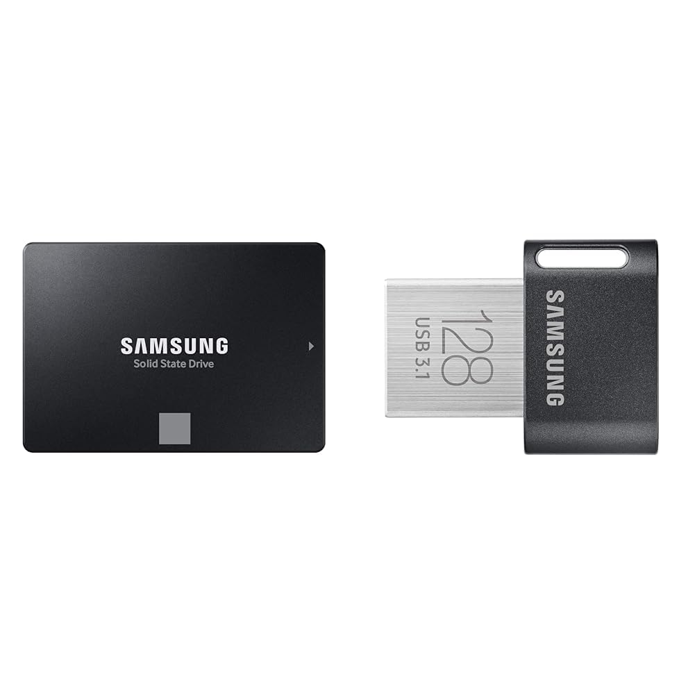 SamsungSSD 870 EVO, 1 TB, Form Factor 2.5”, Intelligent Turbo Write, Magician 6 Software, Black (Internal SSD) & flash drive Gunmetal Gray 128 GB