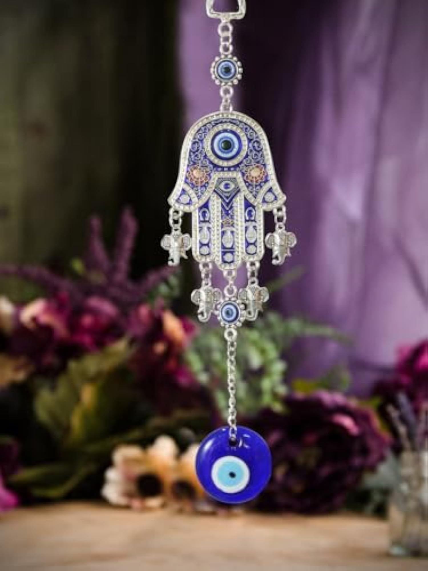 Metal Hamsa Palm Evil Eye Wall Hanging, Feng Shui Home Decor