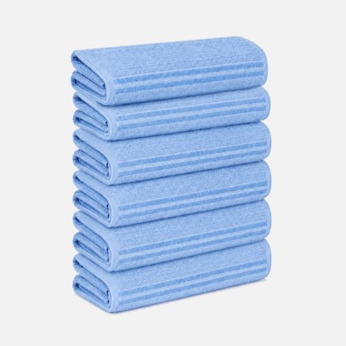 TOALLA_ Bath Towels_27x54_Pk 6_Electric Blue Bath Towels (6-Pack, 27W X 54 L Inches) Electric Blue Color- Cotton Towel for Gym, Bath, Spa, Shaving, Shampoo, for Daily use, Large by TOALLA - Used condition - US$32.25