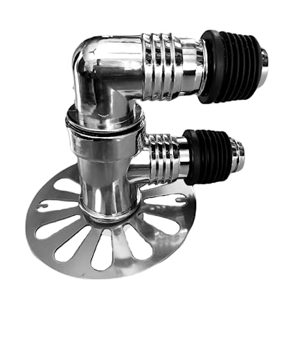 Image of Bathroom Floor Drain Connector | Water Drain Anti Core Overflow Elbow Outlet Pipe Connector for Washing Machine | Backflow Preventer Drainer (F-Shape Ring)