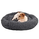 FFTANXS Camas Perros/Gatos Mediano pequeños, Redondo cojín Suave de Felpa, 50 cm Lavable Cama antiestres, Relajante sofá Donut para Invierno