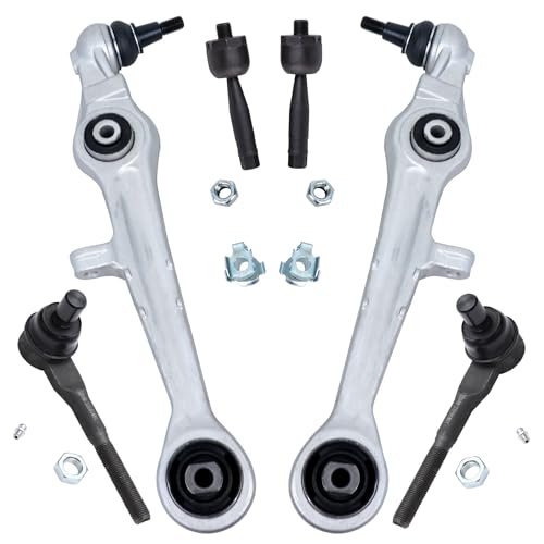 Image of Detroit Axle - 6PC Front Lower Forward Control Arms for Audi A6 A8 Quattro S8 Volkswagen Passat, Control Arms Inner and Outer Tie Rods Ends Replacement
