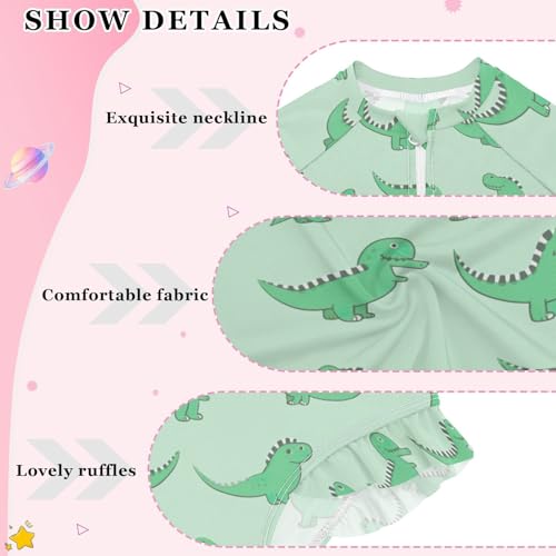 Cute Dinosaur Dino Girls Long Sleeve One-Piece Swimsuit UV Protection Quick Dry Swimwear Bathing Suit 208571854