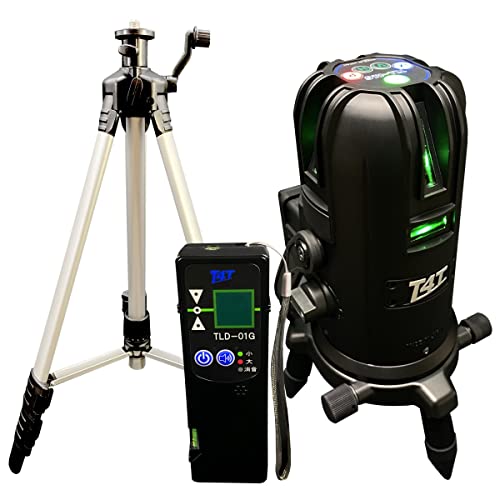 T4T レーザー墨出し器 5ライン グリーンレーザー TLL-41G 受光器 受光器 レーザー 4方向大矩ライン照射モデル メモリー機能 超高輝度 国産 〈TLL-41GSET:本体+受光器+三脚〉