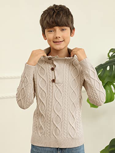 Kingdenergy Kids Sweaters Boys Turtleneck Button Up Cable Knit Winter Warm Long Sleeve Fall Pullover Sweater Tops3