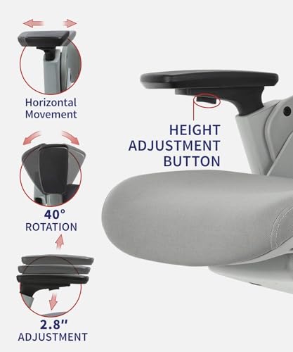 Image of CLATINA Ergonomic High Swivel Executive Chair Fabric Mesh Office Tables Chair with Adjustable Height Head 3D Arm Rest Lumbar Support and Upholstered Back for Home Office Conference Gray