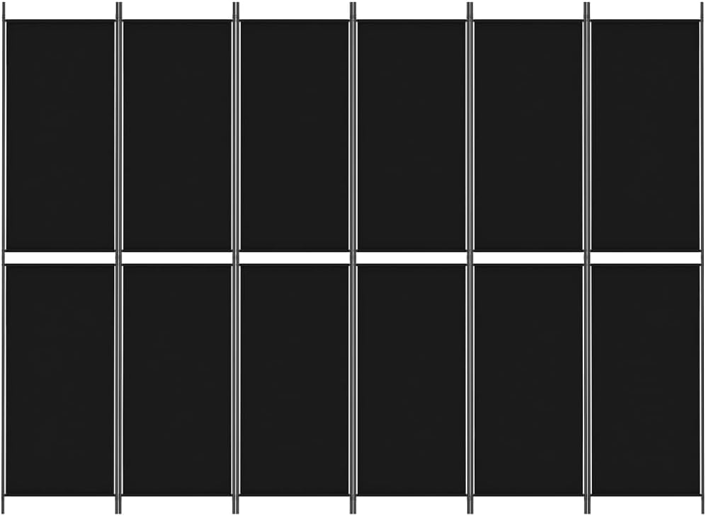 vidaXL vidaXL Room Divider, 6 Panel Room Divider Screen, Foldable Privacy Divider Wall Partition Room Separator for Home Office Bedroom, Black Fabric