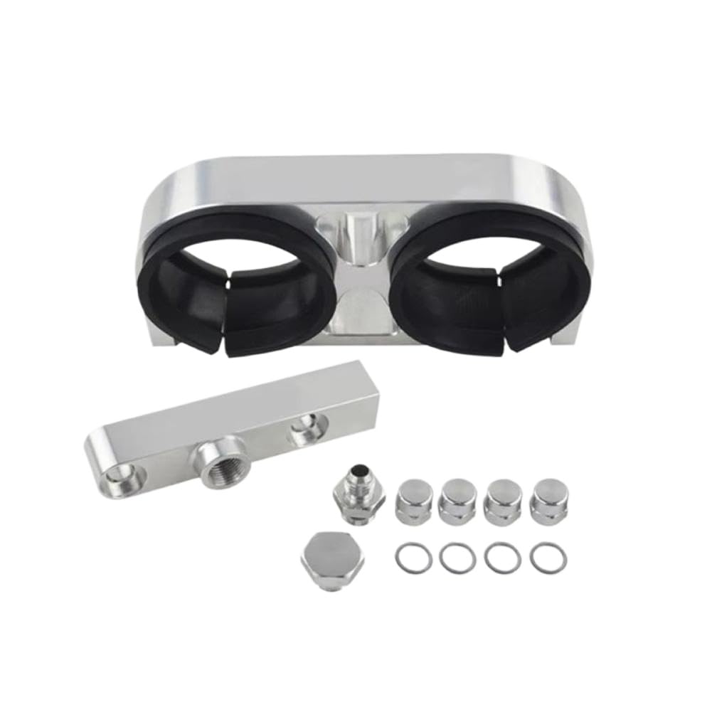 Asnvxkxsj Onecolor Twin Fuel Pump Bracket Billet Aluminium Assembly Outlet Manifold In Silvery For 044 Fuel Pump