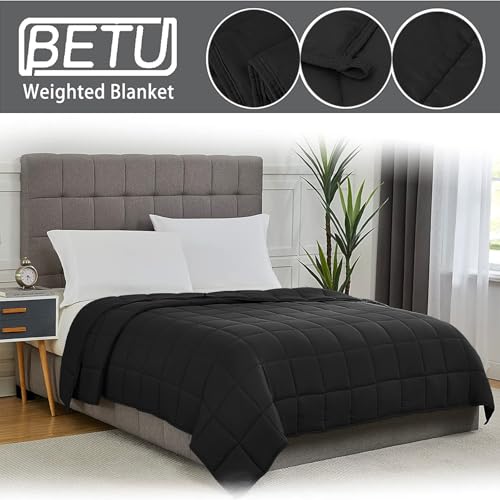 Image of Weighted Blanket for Adults 20lbs, 60 inchx80 inch, Queen Size Cooling Heavy Throw Blanket for 180-220lbs, Microfiber Soft Thick Big Blankets Weighted Comforter Breathable Gift for Sleeping, Black