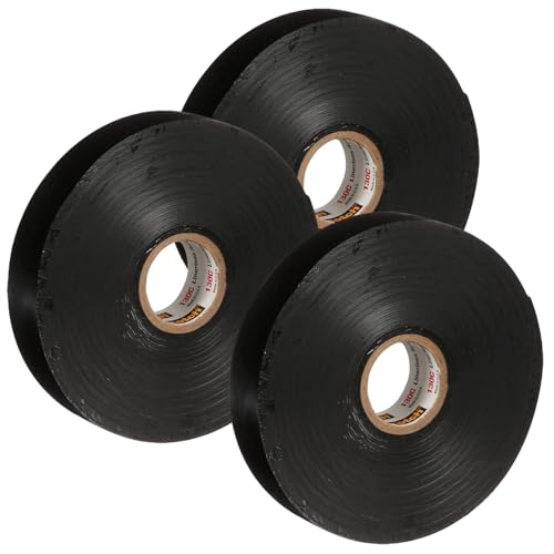 Image of 3M Scotch Linerless Electrical Splicing Tape 130C for Wires and Cables, 3 /4 in x 30 ft, Rubber Backing, Self Fusing, UV Resistance, Highly Conformable, Moisture Seal, Black, 1 Roll, 3-Pack