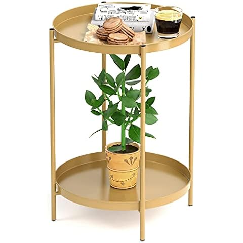 OVICAR Gold 2-Tier Round Side Table Cover