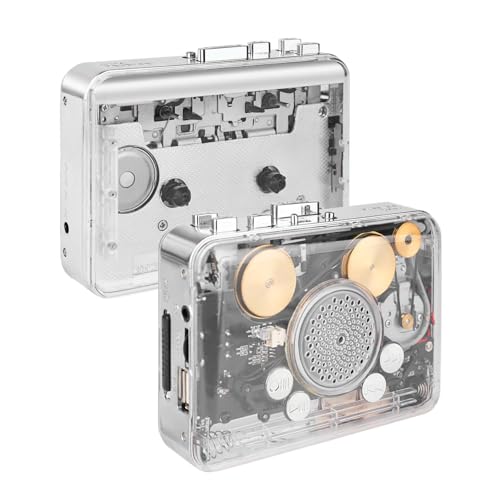 Portable Clear Stereo ＆Auto Reverse Cassette Player，Convert Tapes to MP3 Format via USB Converter，Built-in Cool Copper Wheel Movement Speaker