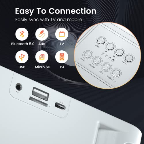 Karaoke Machine With 2 Wireless Microphones For Adults/Kids, 2023 Upgraded Pa Speaker System, Singing Machine With Echo And Vocal Cut, Supports Tf, Aux-In, For Home Party, Meeting, Wedding #TOP4