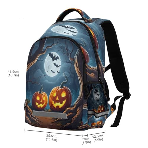 School Backpack Glowing Jack-o-lantern Pumpkins Lightweight Waterproof Travel Laptop Backpack Kids School Bags for Boys Girls Teens 11.6 X 4.9 X 16.7inch3