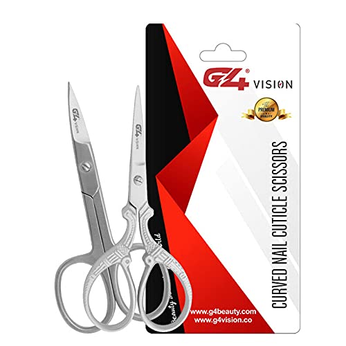 G4 Vision Stainless Steel Curved and Straight Nail Scissor Cuticle Manicure Set Multi-Purpose Pedicure Beauty Grooming Tool for Nail, Dry Skin