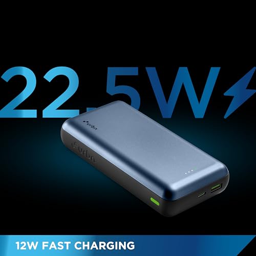 Image of URBN 20000 mAh 22.5W Super Fast Charging Ultra Compact Power Bank with Quick Charge & Power Delivery, Type C Lightning Input /Output, Made in India, Type C Cable Included (Blue)