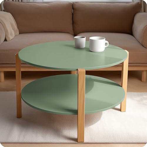 POSNORD Table Basse Ronde Ø75 cm – Table de Salon Bois Design Scandinave, 3 Pieds Bois de...