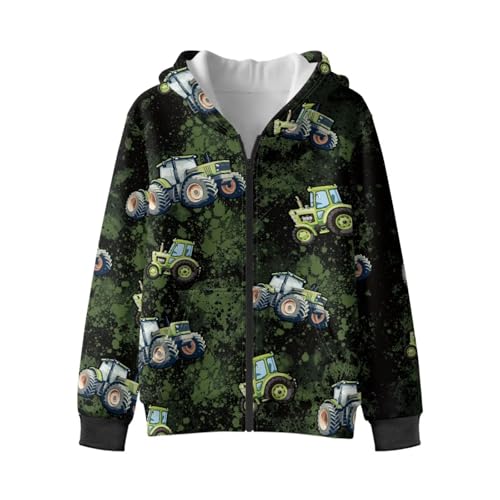 Boys Car Print Hooded Sweatshirt Zip-Up Fleece Hoodie Long Sleeve Hoodies Sweatshirts with Pocket